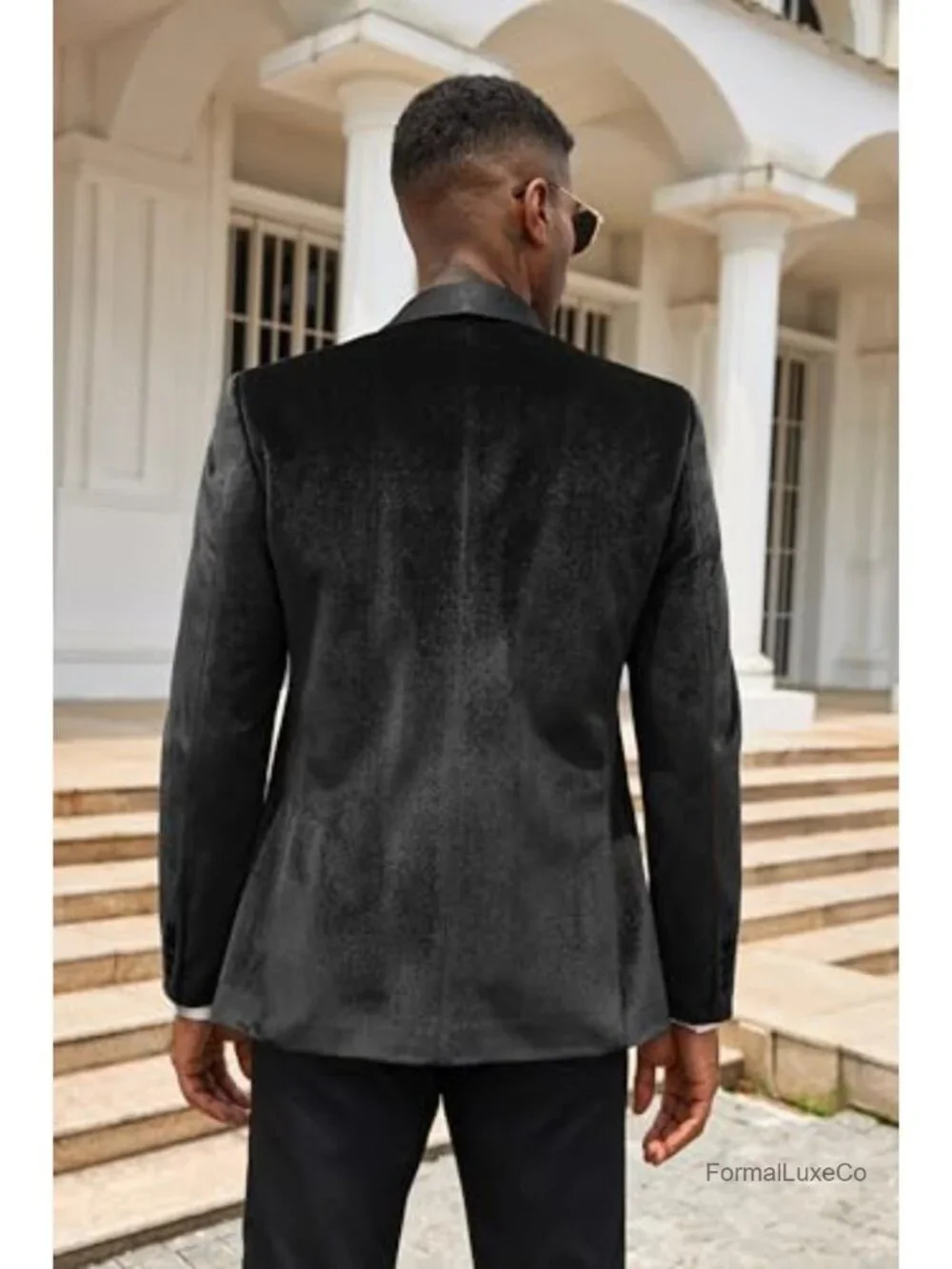 Men's Velvet Tuxedo Jacket One Button Slim Fit Dinner Prom Wedding Blazer